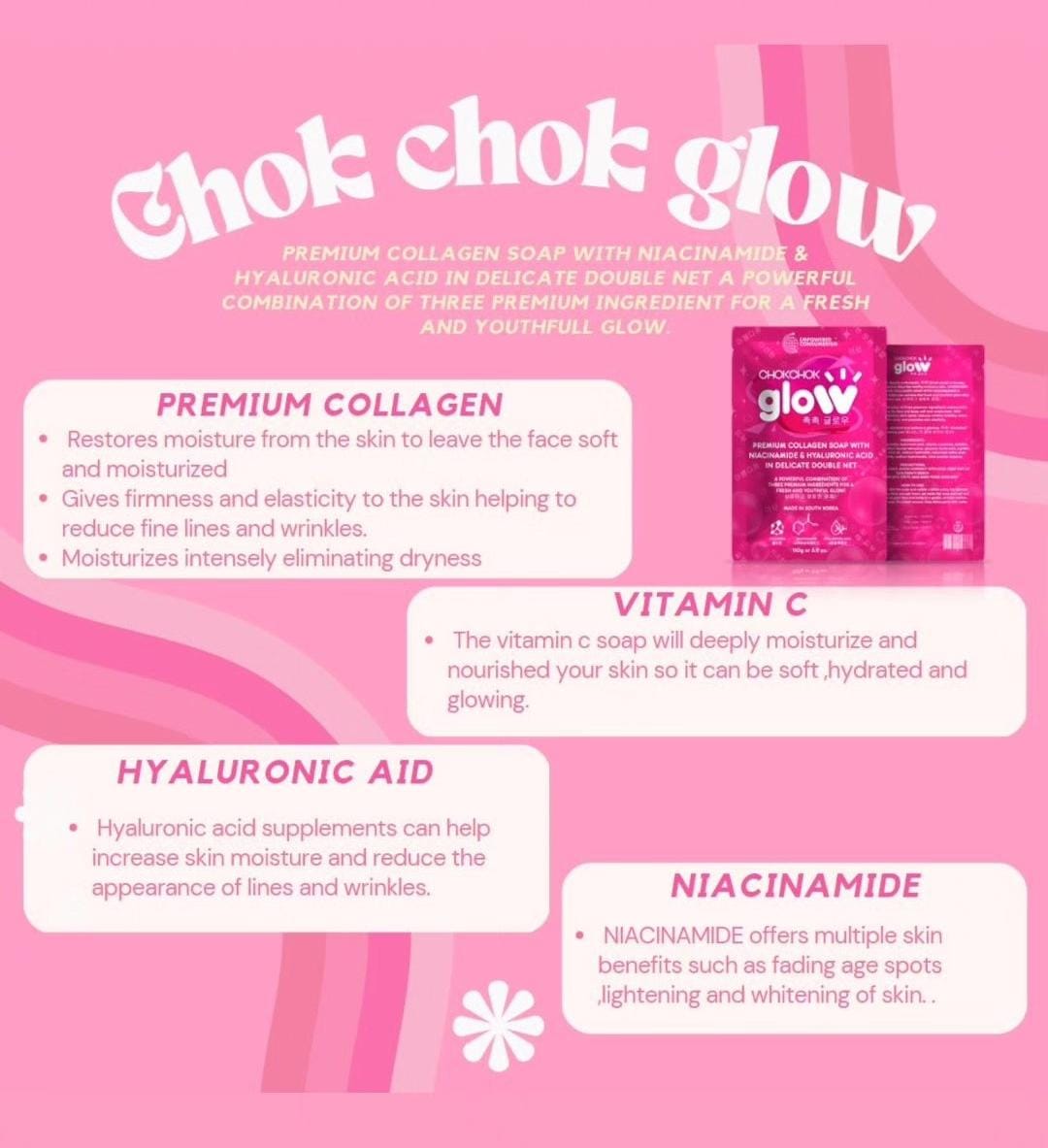 ChokChok Glow – Korean Collagen Soap with Niacinamide, Hyaluronic Acid & Vitamin C
